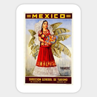 Tehuantepac - Vintage Mexico Travel Poster Design Sticker